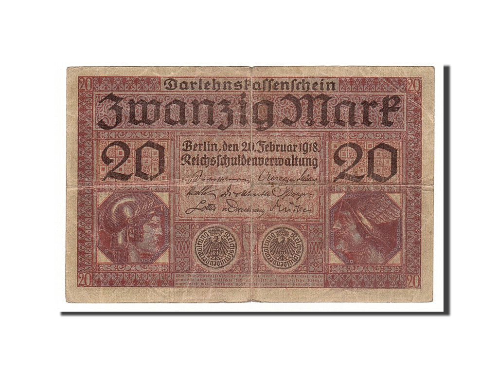 Banknote, Germany, 20 Mark, 1918, 1918-02-20, KM:57, VF(20-25)