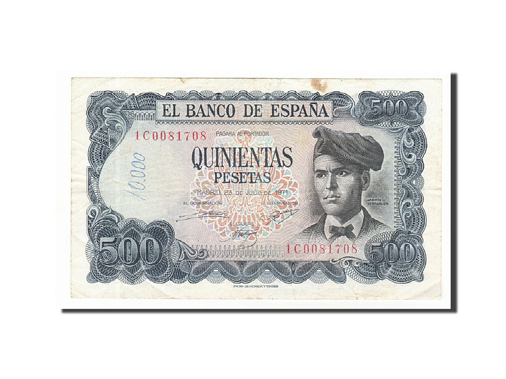 Banknot, Hiszpania, 500 Pesetas, 1971, 1971-07-23, KM:153a, VF(20-25)