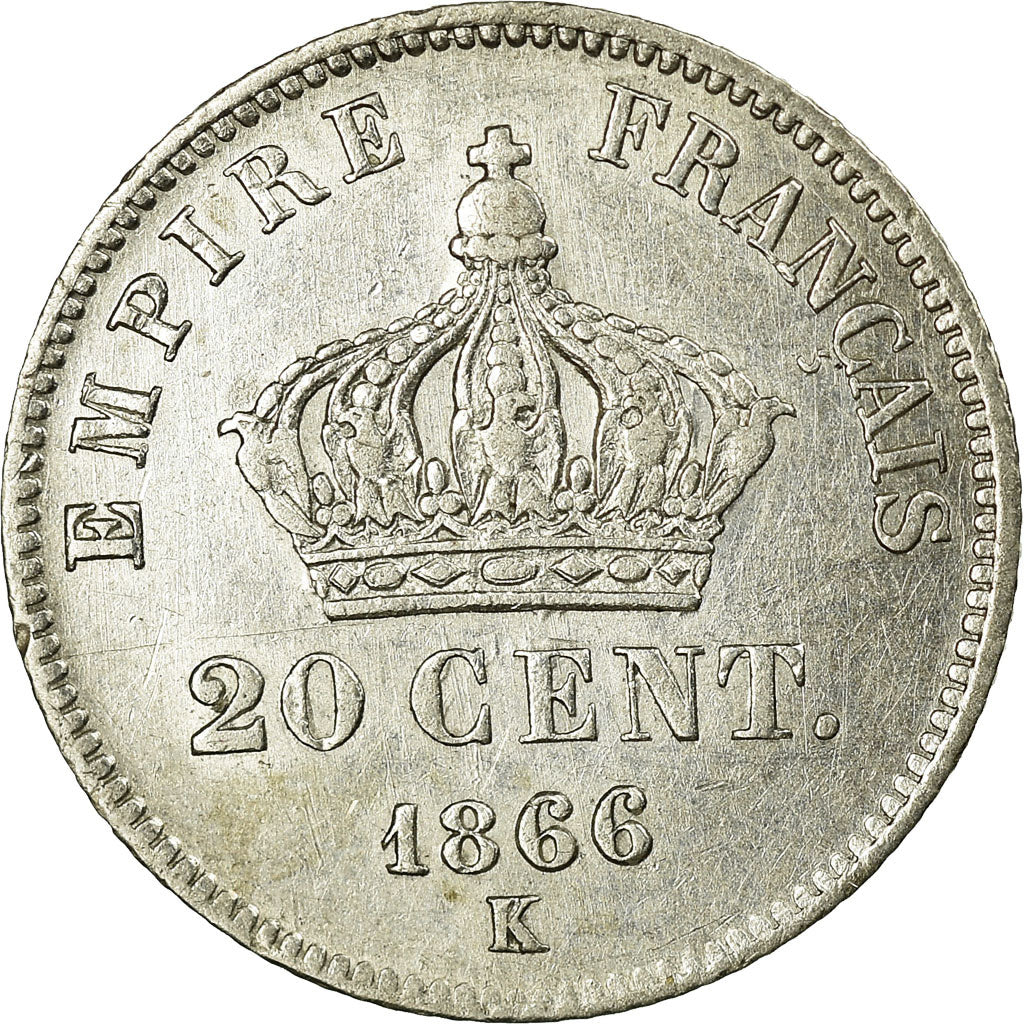 Coin, France, Napoleon III, Napoléon III, 20 Centimes, 1866, Bordeaux