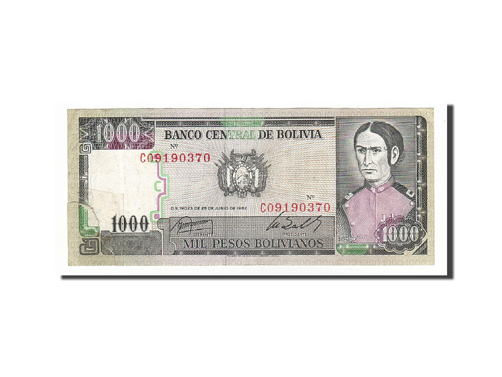 Billet, Bolivie, 1000 Pesos Bolivianos, 1981-1984, 1982-06-25, KM:167a, TTB