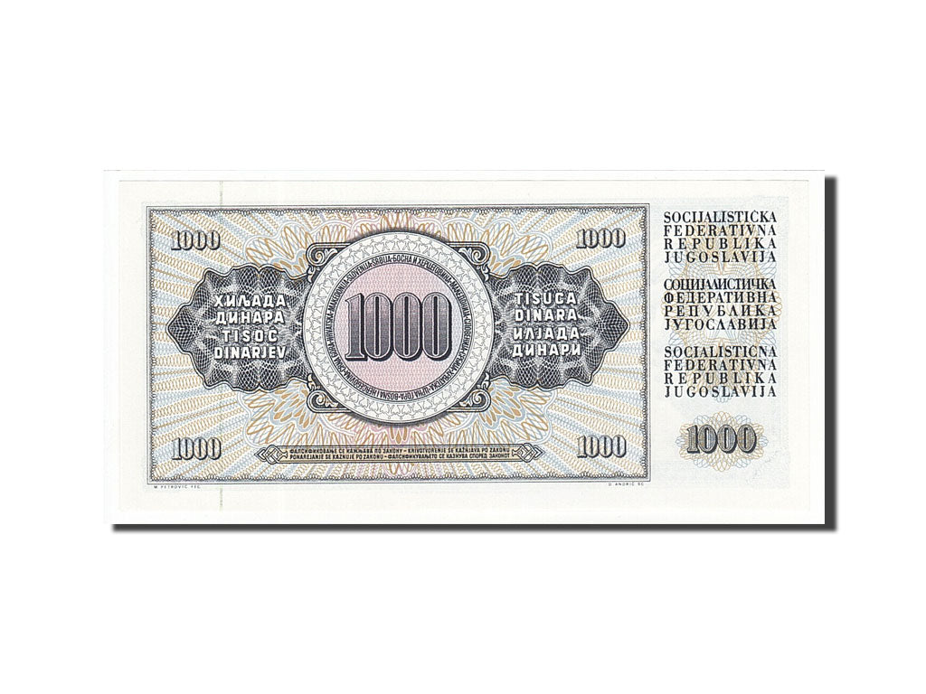 Banknote, Yugoslavia, 1000 Dinara, 1978-1981, 1981-11-04, KM:92d, UNC(65-70)