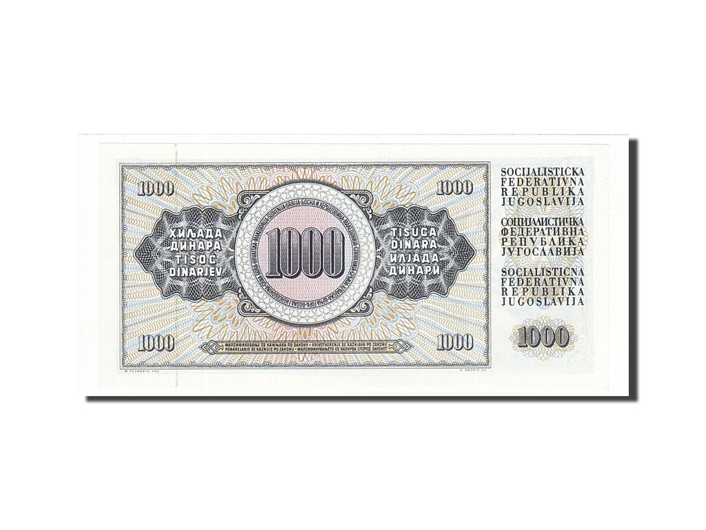 Banknote, Yugoslavia, 1000 Dinara, 1978-1981, 1981-11-04, KM:92d, UNC(63)