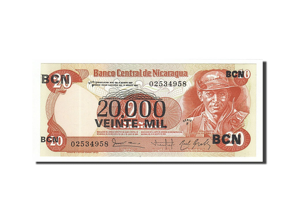 Billete, 20,000 Córdobas on 20 Córdobas, 1987, Nicaragua, KM:147, 1987, UNC