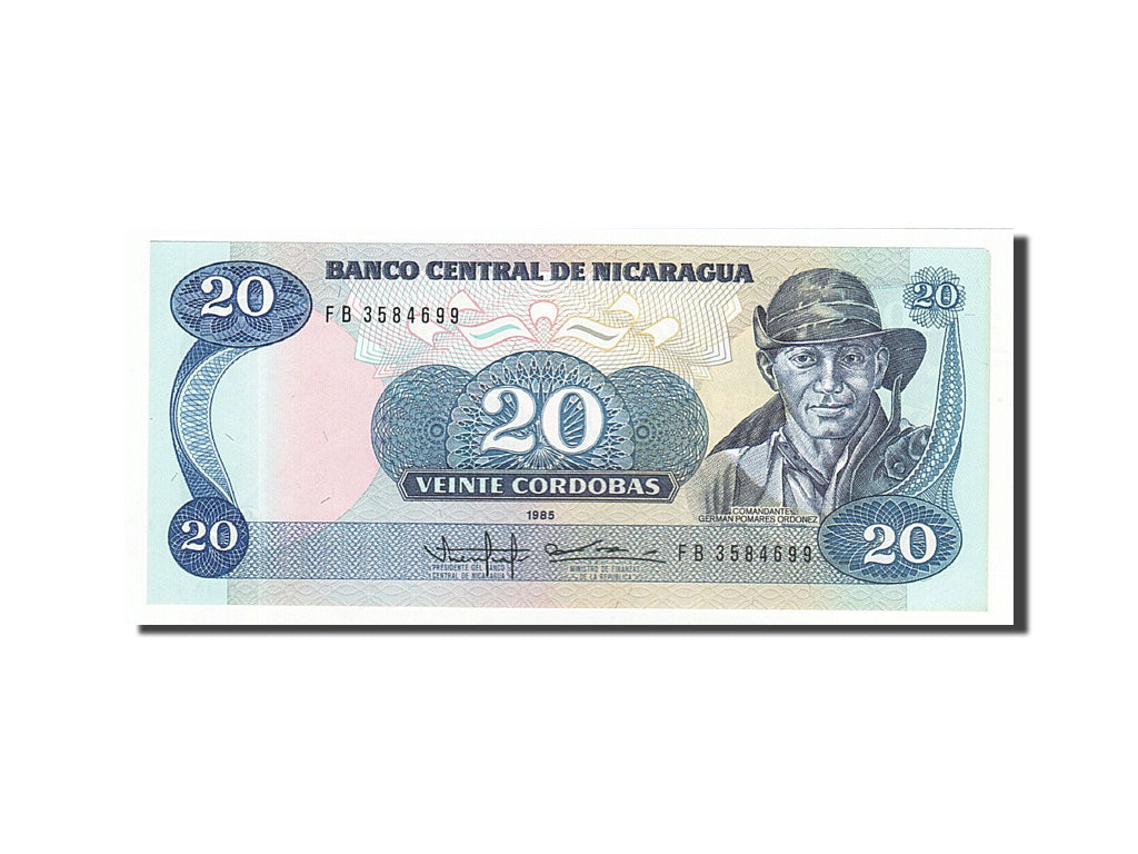Banknote, Nicaragua, 20 Cordobas, 1985, 1985, KM:152, UNC(63)