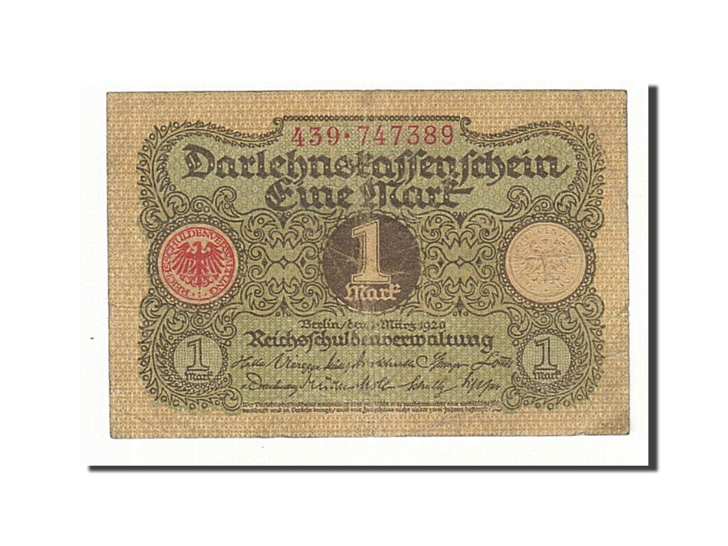 Billete, 1 Mark, 1920, Alemania, KM:58, 1920-03-01, BC