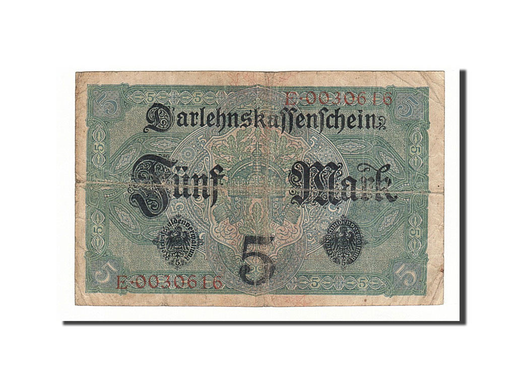 Banknote, Germany, 5 Mark, 1917-1918, 1917-08-01, KM:56a, VF(20-25)
