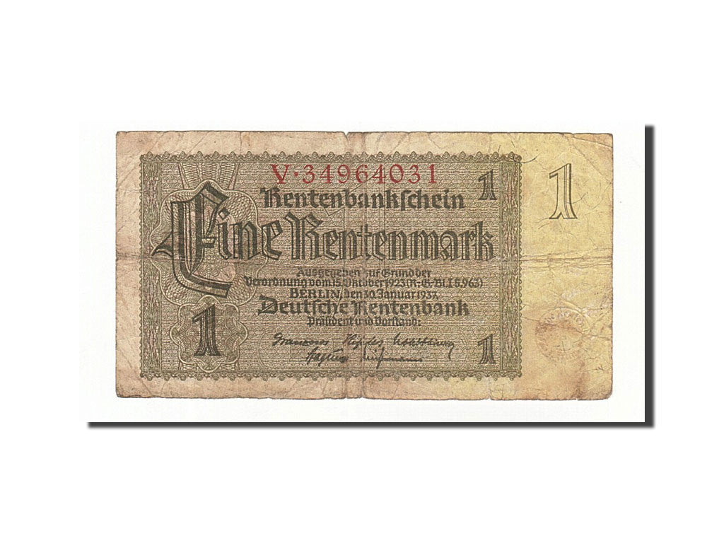Banknote, Germany, 1 Rentenmark, 1937, 1937-01-30, KM:173b, VF(20-25)