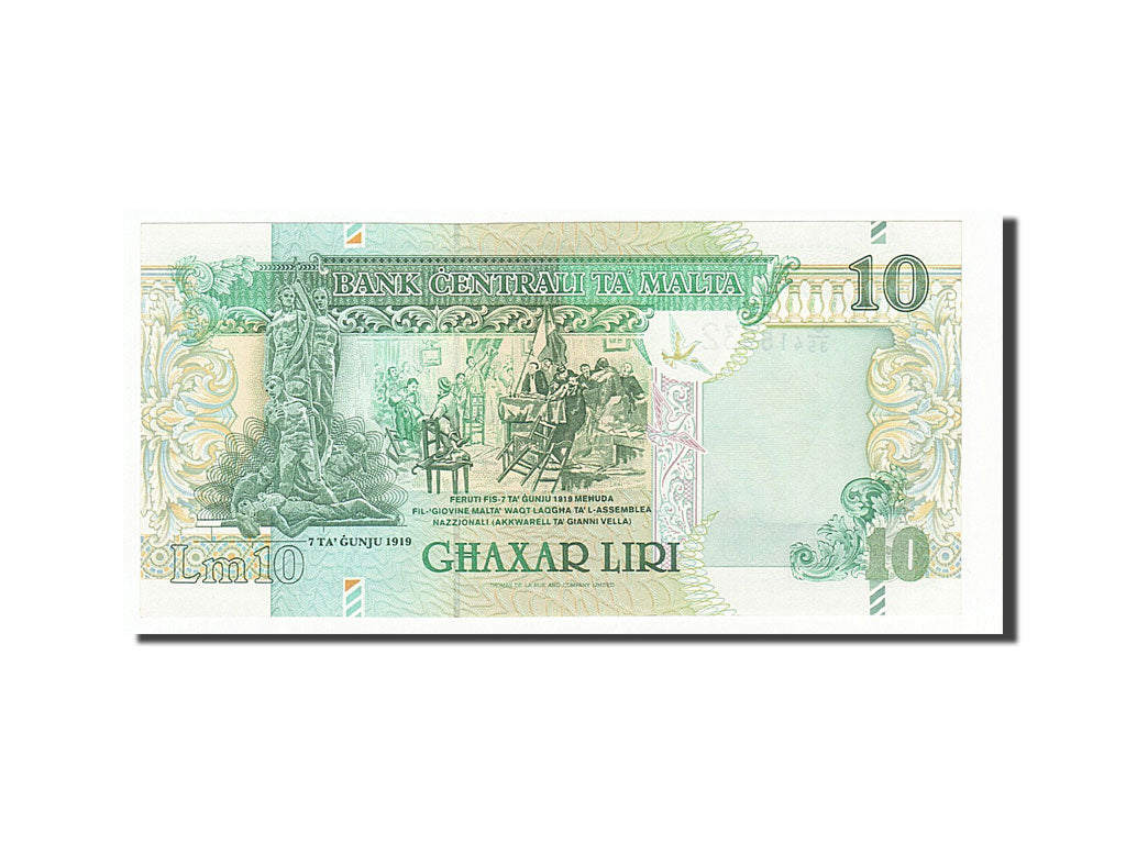 Billete, 10 Liri, 1994, Malta, KM:47b, Undated, UNC