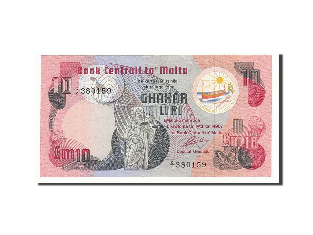 Geldschein, Malta, 10 Liri, 1979, Undated, KM:36a, VZ
