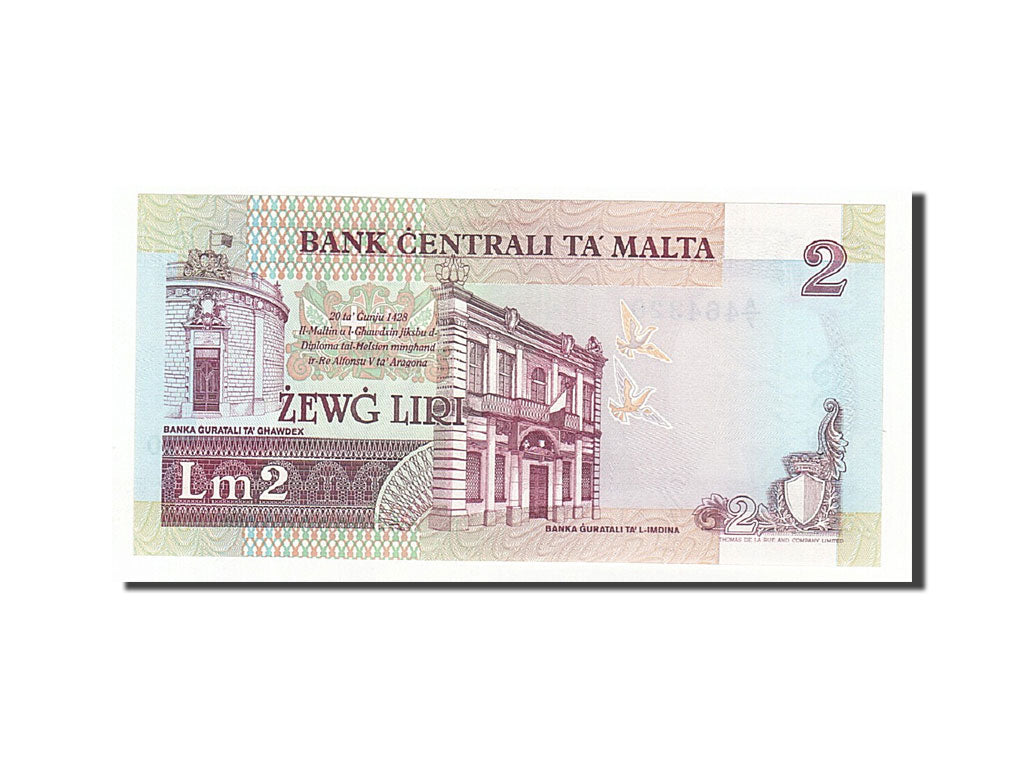 Billete, 2 Liri, 1994, Malta, KM:45a, Undated, UNC