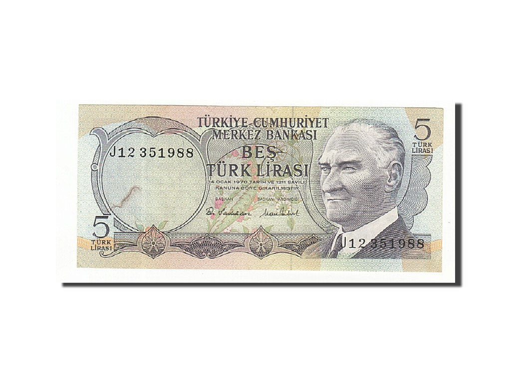 Banknote, Turkey, 5 Lira, 1976, Undated, KM:185, EF(40-45)