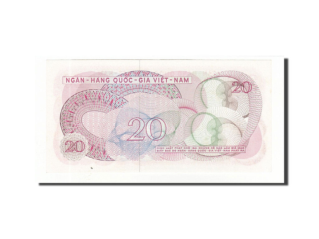 Biljet, Zuid Viëtnam, 20 D<ox>ng, 1969-1971, Undated (1969), KM:24a, NIEUW