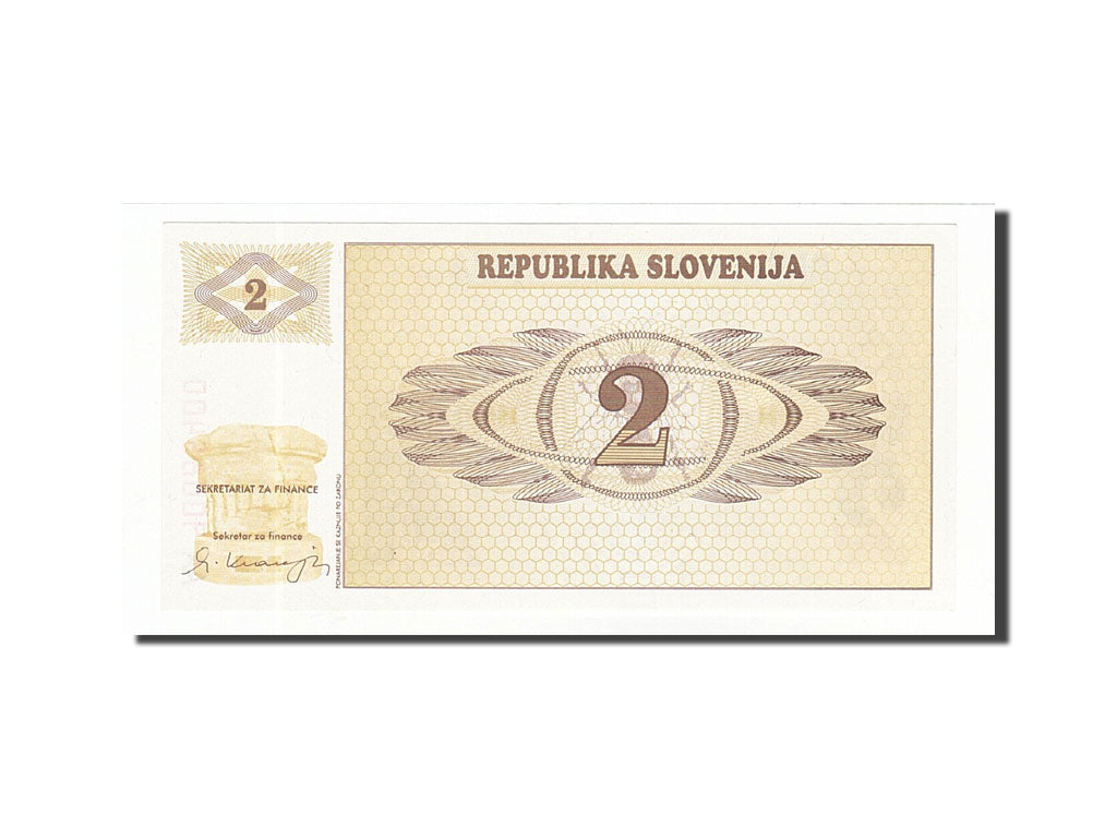 Banknote, Slovenia, 2 (Tolarjev), 1990-1992, UNdated (1990), KM:2a, UNC(65-70)