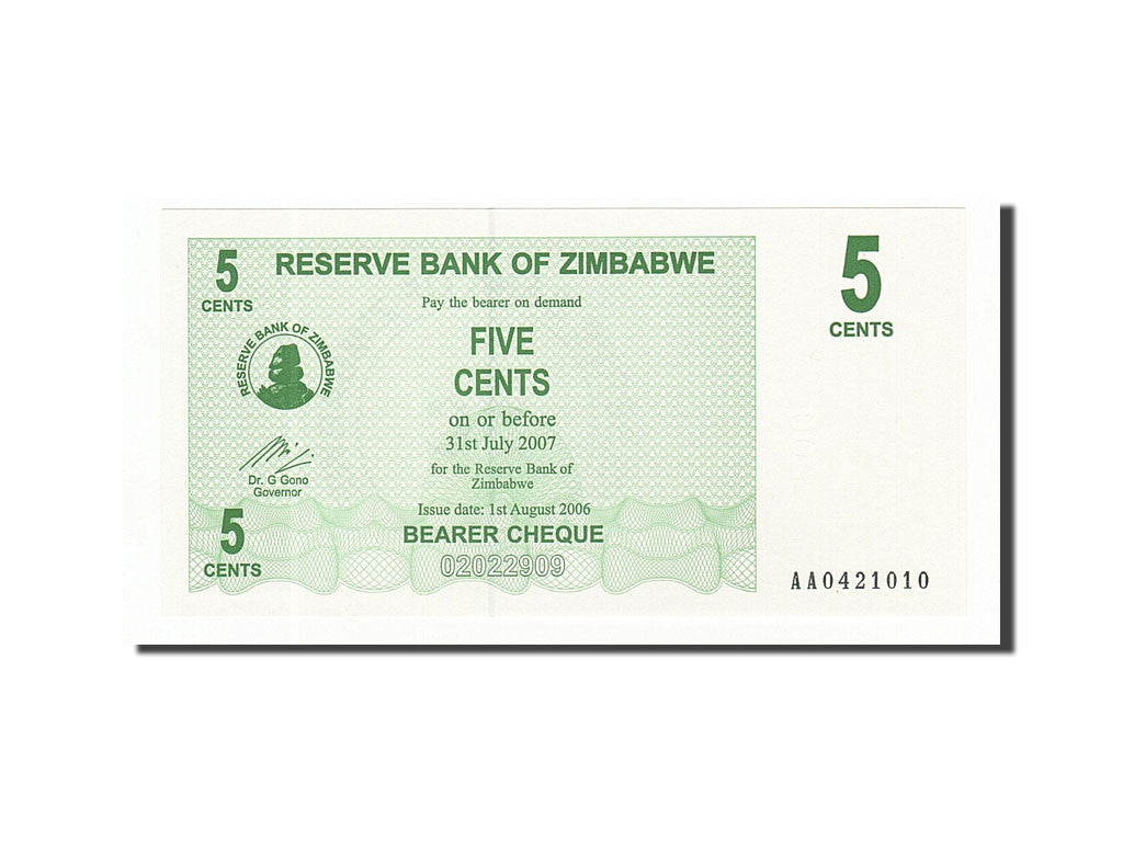 Banknote, Zimbabwe, 5 Cents, 2006, 2006-08-01, KM:34, UNC(65-70)