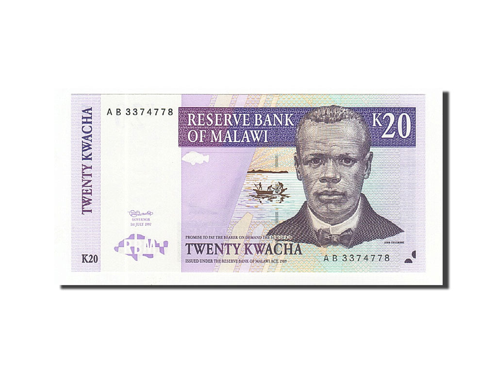 Biljet, Malawi, 20 Kwacha, 1997, 1997-07-01, KM:38a, NIEUW