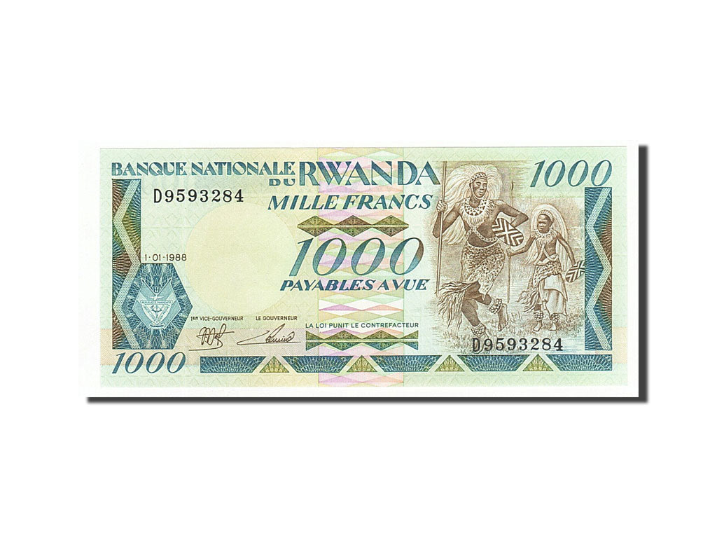 Banknote, Rwanda, 1000 Francs, 1988, 1988-01-01, KM:21a, UNC(65-70)