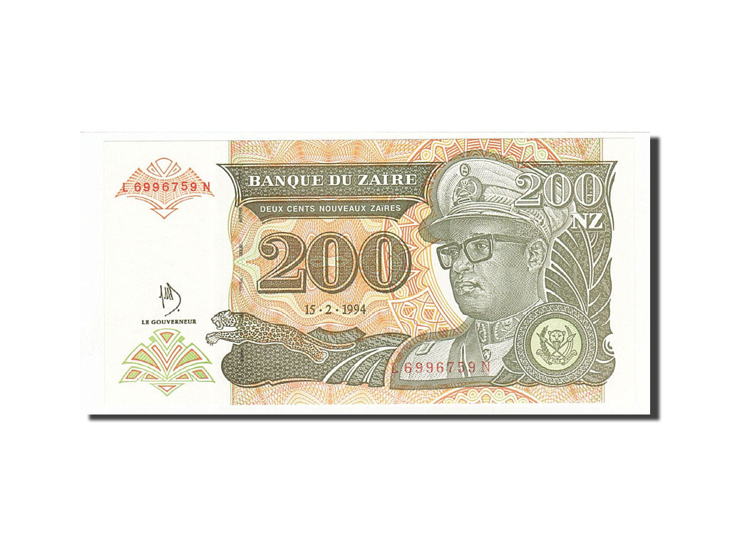 Banknote, Zaire, 200 Nouveaux Zaïres, 1994, 1994-02-15, KM:61a, UNC(65-70)