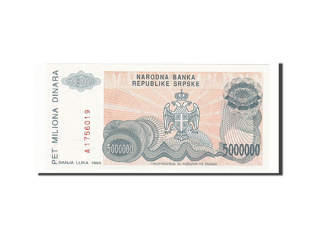 Banknote, Bosnia - Herzegovina, 5,000,000 Dinara, 1993, 1993, KM:153a
