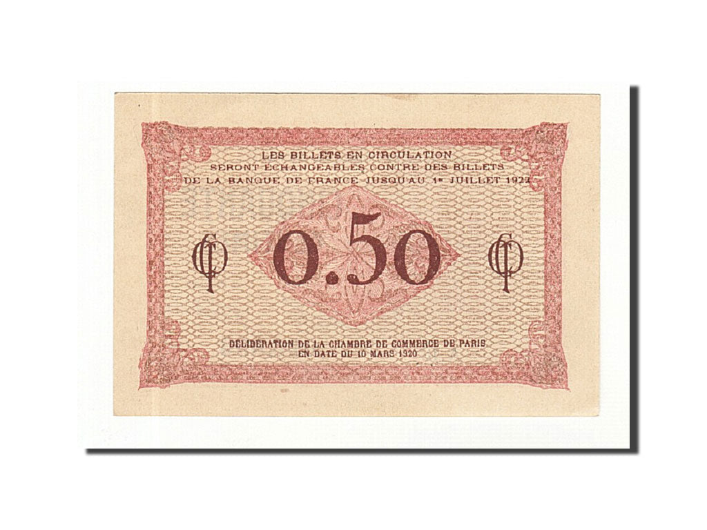Banknote, Pirot:97-10, 50 Centimes, 1920, France, UNC(63), Paris