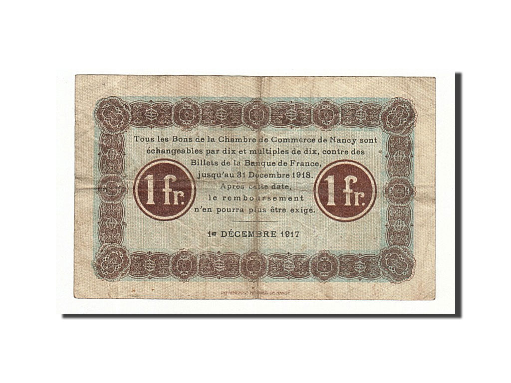 Banknote, Pirot:87-17, 1 Franc, 1917, France, VF(30-35), Nancy