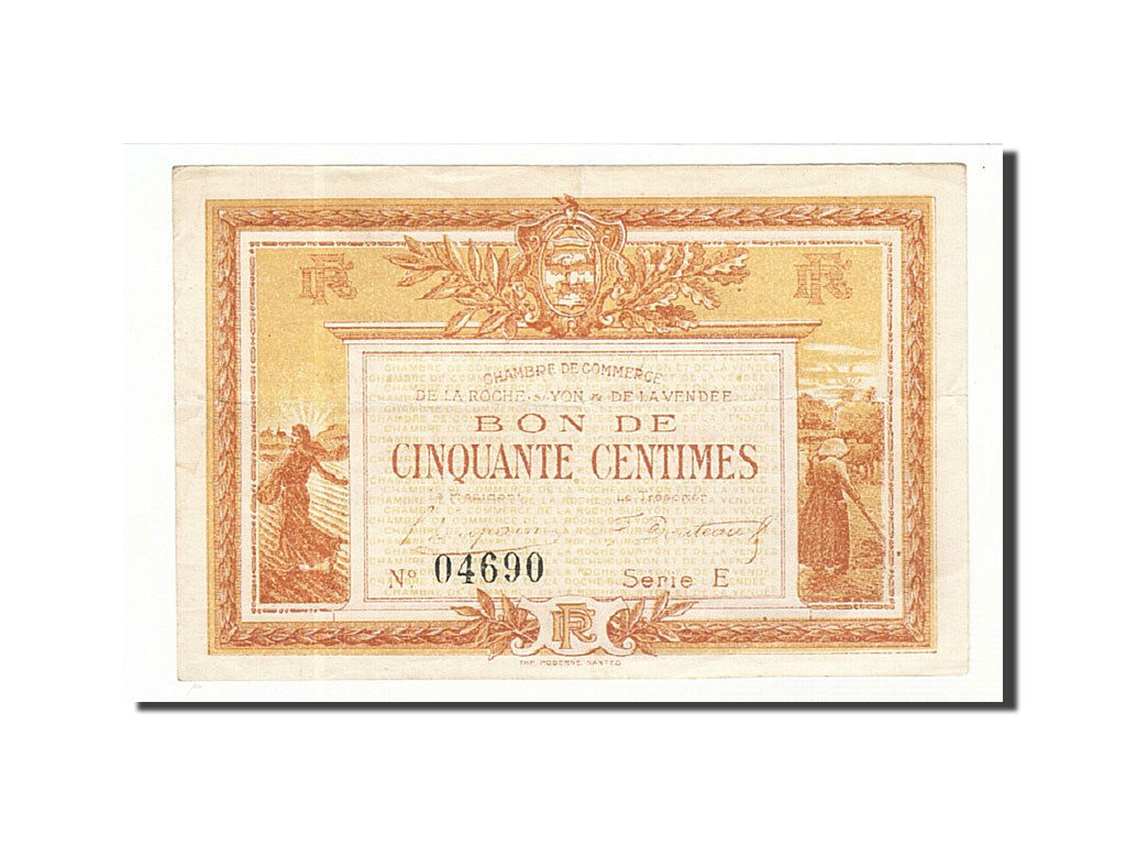 Geldschein, Frankreich, La Roche-sur-Yon, 50 Centimes, 1915, SS, Pirot:65-14