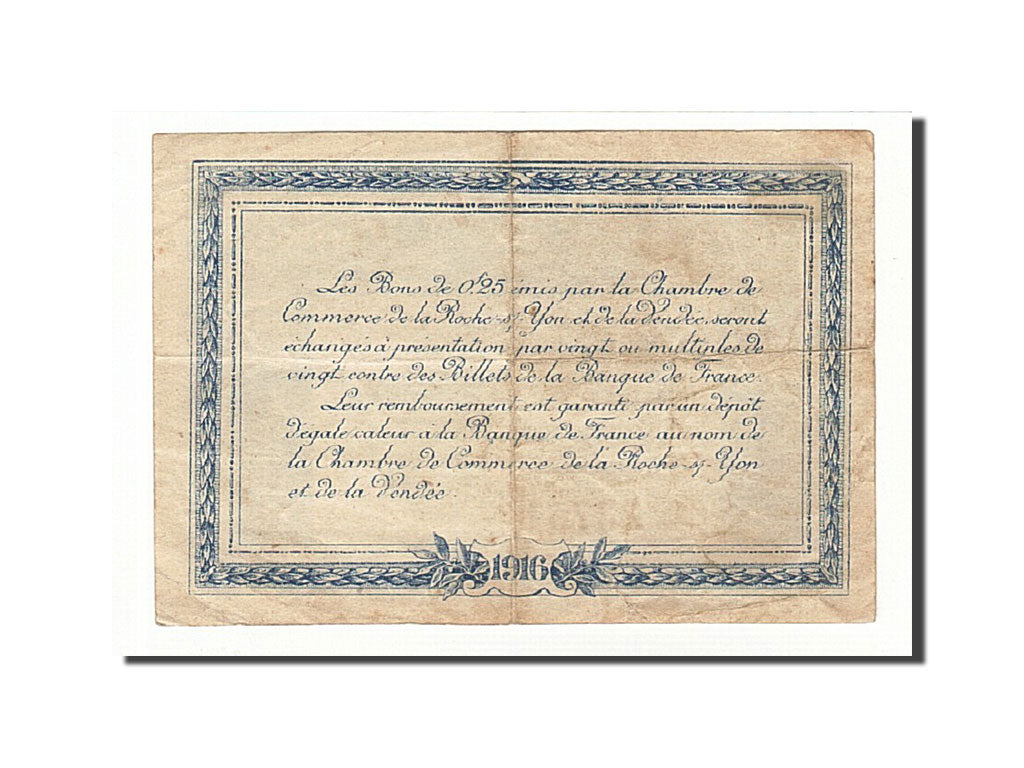 Banconote, Pirot:65-26, BB, La Roche-sur-Yon, 25 Centimes, 1916, Francia