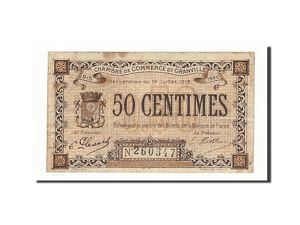 Billete, 50 Centimes, Pirot:60-1, 1915-07-19, Francia, BC+, Granville