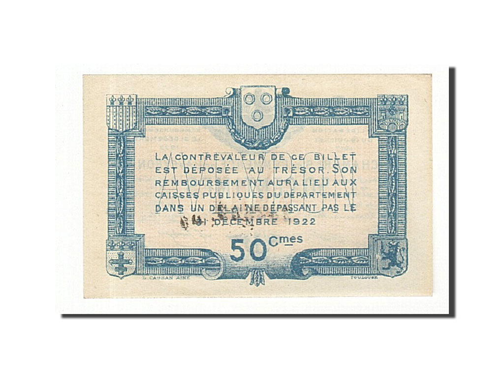 Banknote, Pirot:108-11, 50 Centimes, 1917, France, UNC(63), Rodez