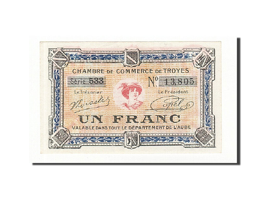 Biljet, Pirot:124-14, 1 Franc, Frankrijk, SUP+, Troyes