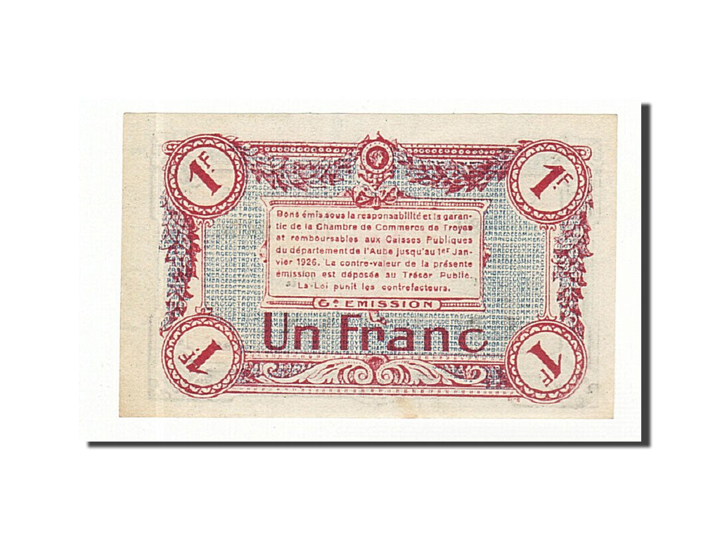 Banconote, Pirot:124-12, SPL, Troyes, 1 Franc, Francia