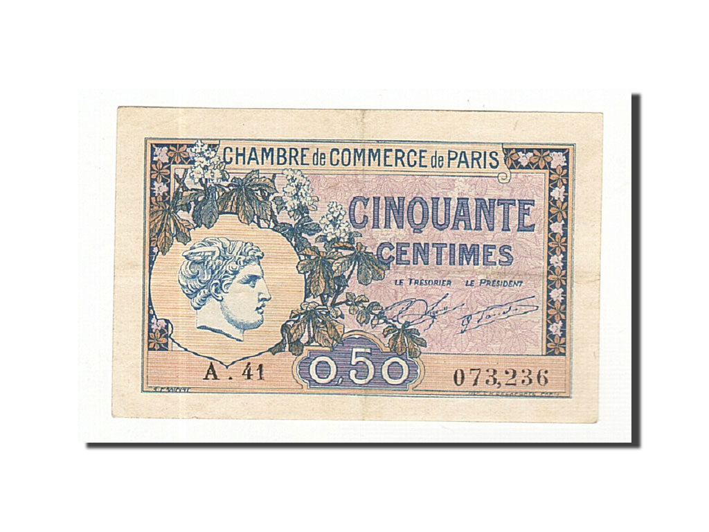 Banknote, Pirot:97-31, 50 Centimes, 1920, France, AU(50-53), Paris
