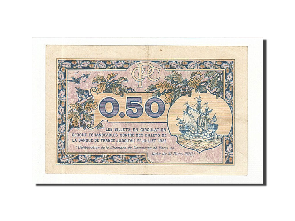 Banknote, Pirot:97-31, 50 Centimes, 1920, France, AU(50-53), Paris