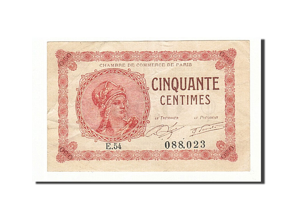 Geldschein, Frankreich, Paris, 50 Centimes, 1920, SS, Pirot:97-10