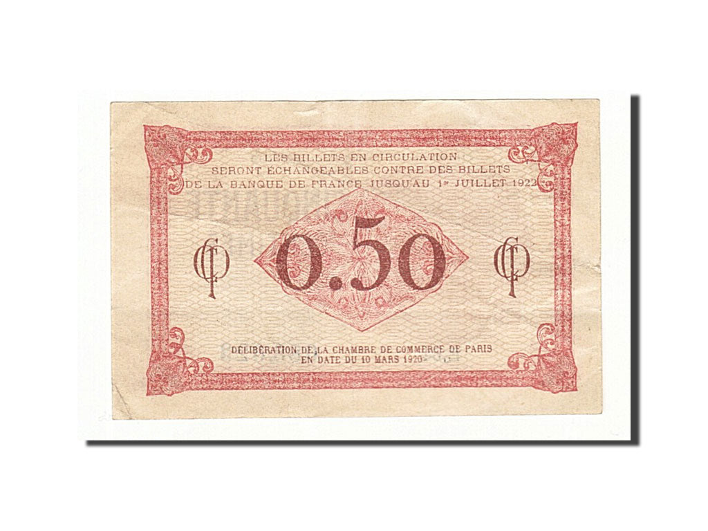 Geldschein, Frankreich, Paris, 50 Centimes, 1920, SS, Pirot:97-10
