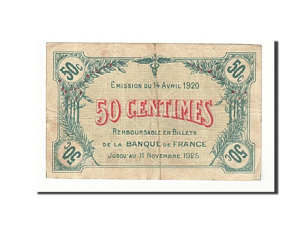 Banknote, Pirot:113-17, 50 Centimes, 1920, France, EF(40-45), Saint-Dizier