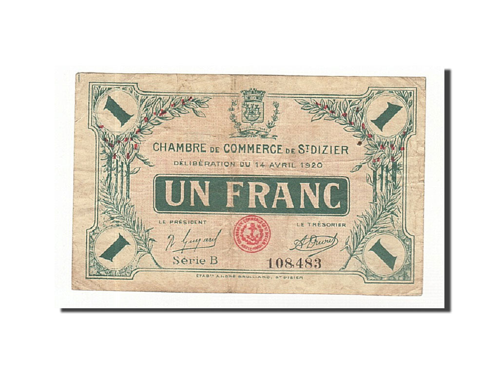 Billet, France, Saint-Dizier, 1 Franc, 1920, TTB, Pirot:113-19