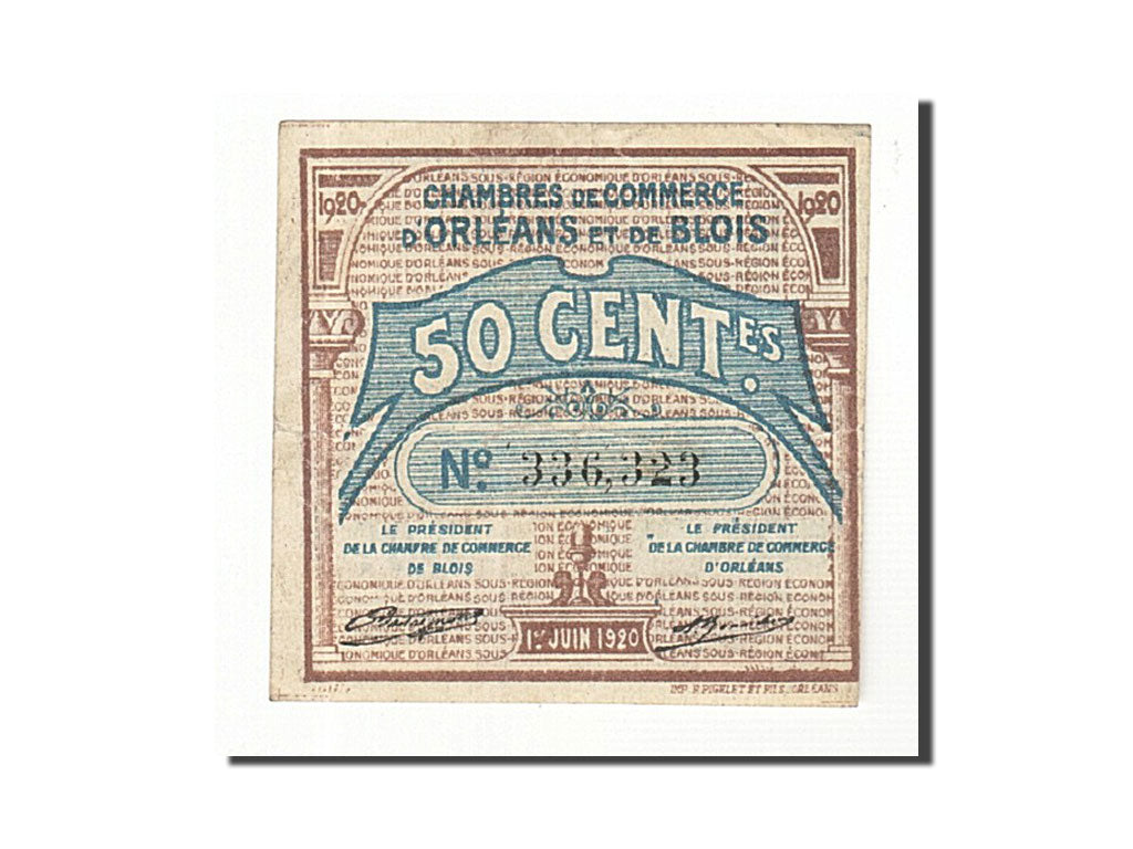 Geldschein, Frankreich, Orléans et Blois, 50 Centimes, 1920, SS, Pirot:96-1