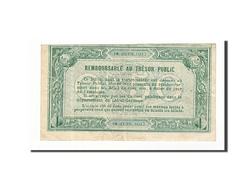 Billete, 50 Centimes, Pirot:2-13, 1917, Francia, MBC, Agen