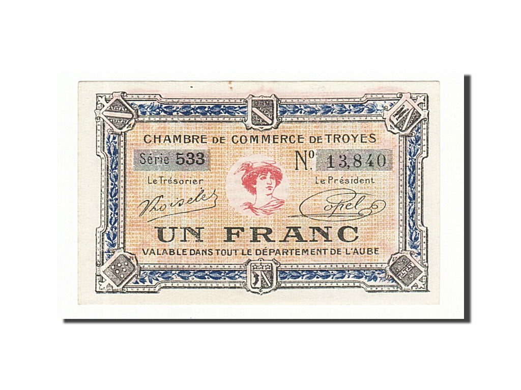 Banconote, Pirot:124-14, SPL-, Troyes, 1 Franc, Francia