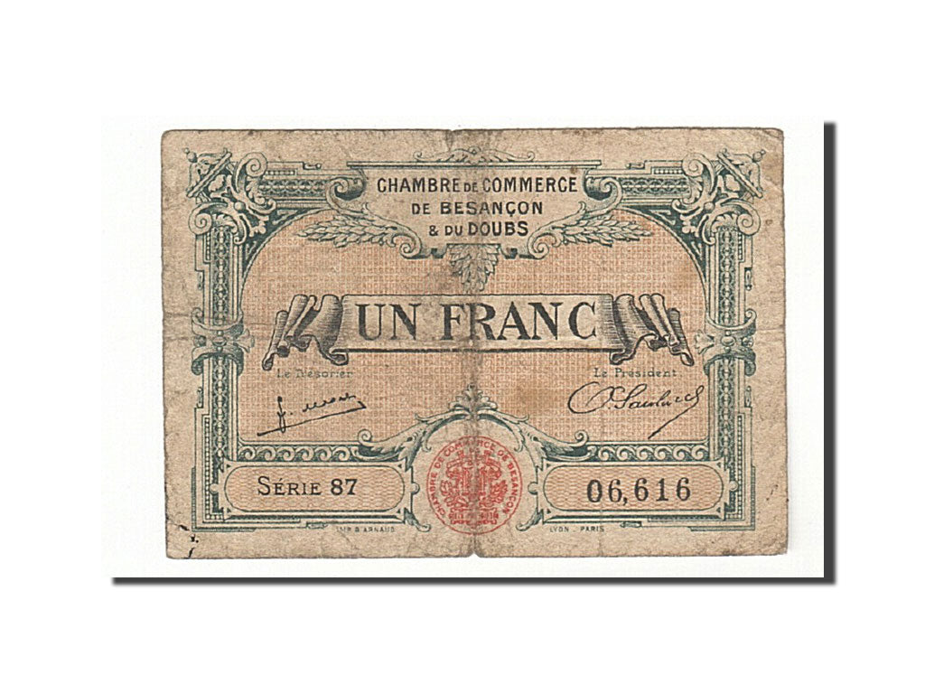 Billet, France, Besançon, 1 Franc, TB, Pirot:25-27