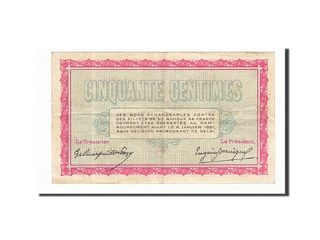 Banknote, Pirot:23-17, 50 Centimes, 1916, France, AU(50-53), Belfort