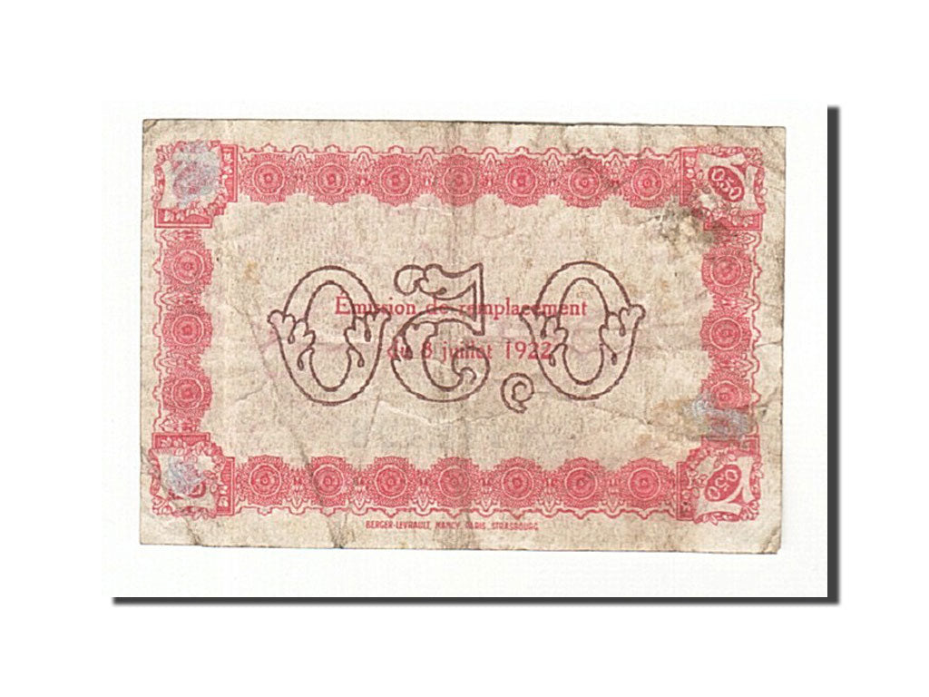Banconote, Pirot:68-33, MB+, Le Havre, 50 Centimes, 1922, Francia