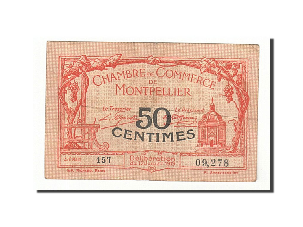 Biljet, Pirot:85-20, 50 Centimes, 1919, Frankrijk, TTB, Montpellier