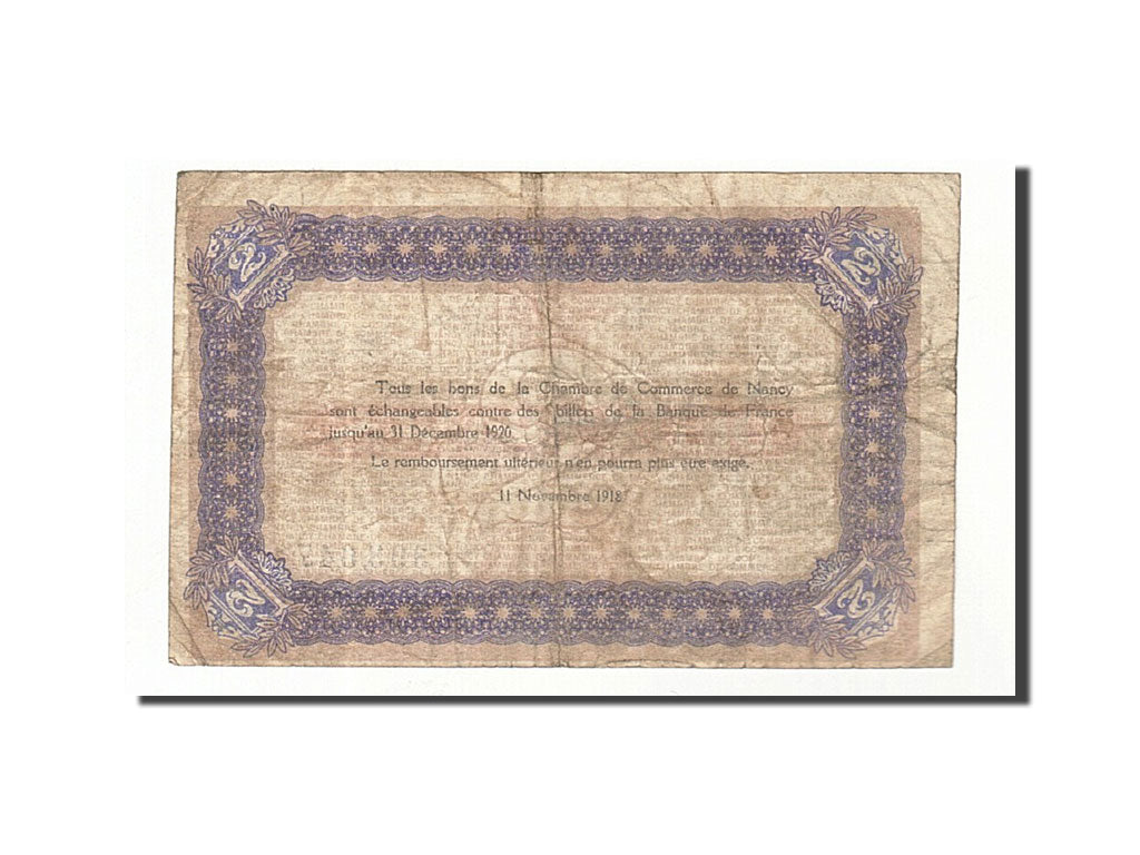Banconote, Pirot:87-25, MB, Nancy, 2 Francs, 1918, Francia