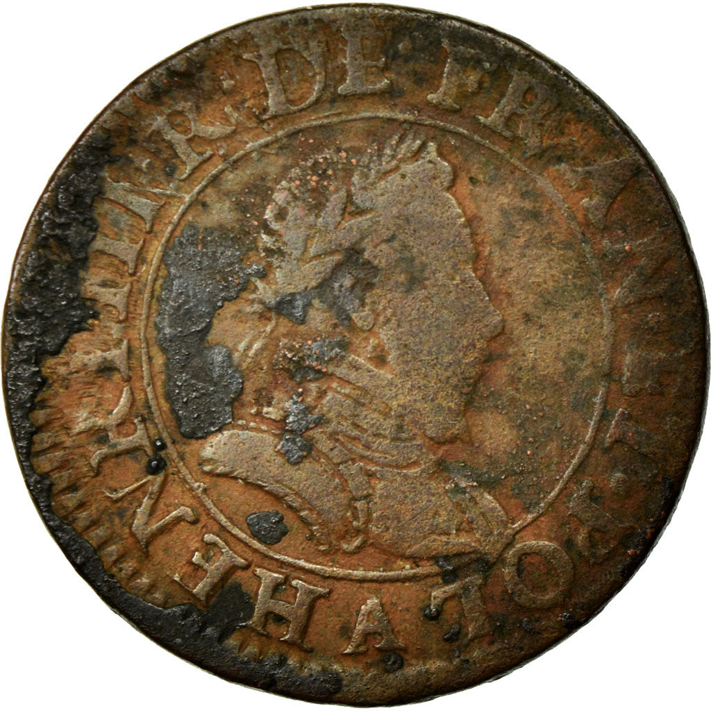 Coin, France, Double Tournois, Undated, Paris, VF(20-25), Copper, Sombart:4068