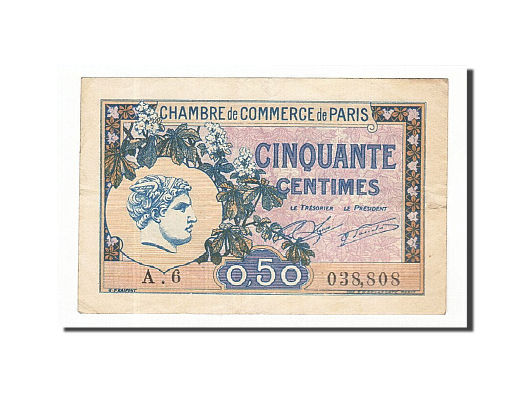 Banconote, Pirot:97-31, BB+, Paris, 50 Centimes, 1920, Francia