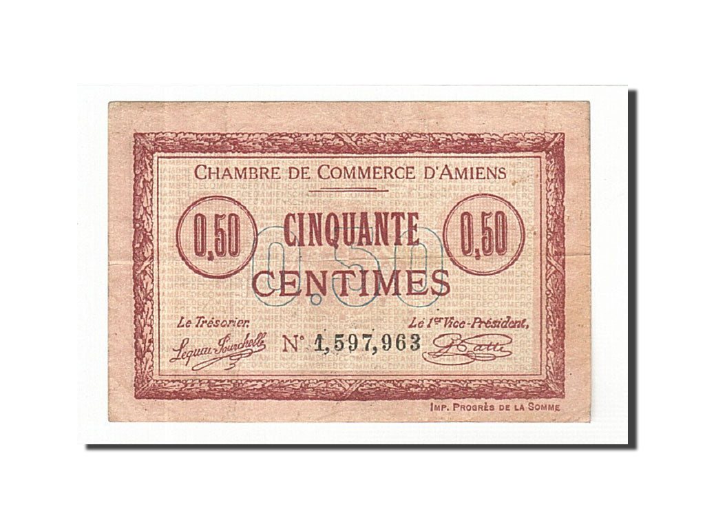 Geldschein, Frankreich, Amiens, 50 Centimes, 1915, SS, Pirot:7-32