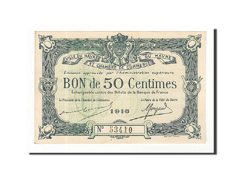 Banknote, Pirot:68-14, 50 Centimes, 1916, France, UNC(63), Le Havre