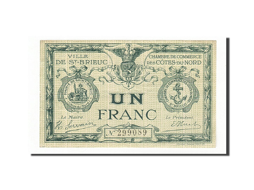 Banconote, Pirot:111-6, BB+, Saint-Brieuc, 1 Franc, Francia