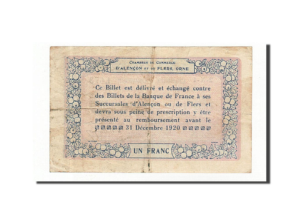 Banconote, Pirot:6-17, BB, Alençon et Flers, 1 Franc, 1915, Francia